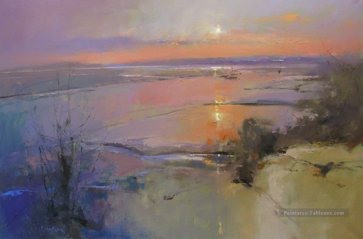 lever du soleil sur le paysage marin abstrait estuaire Camel Peintures à l'huile